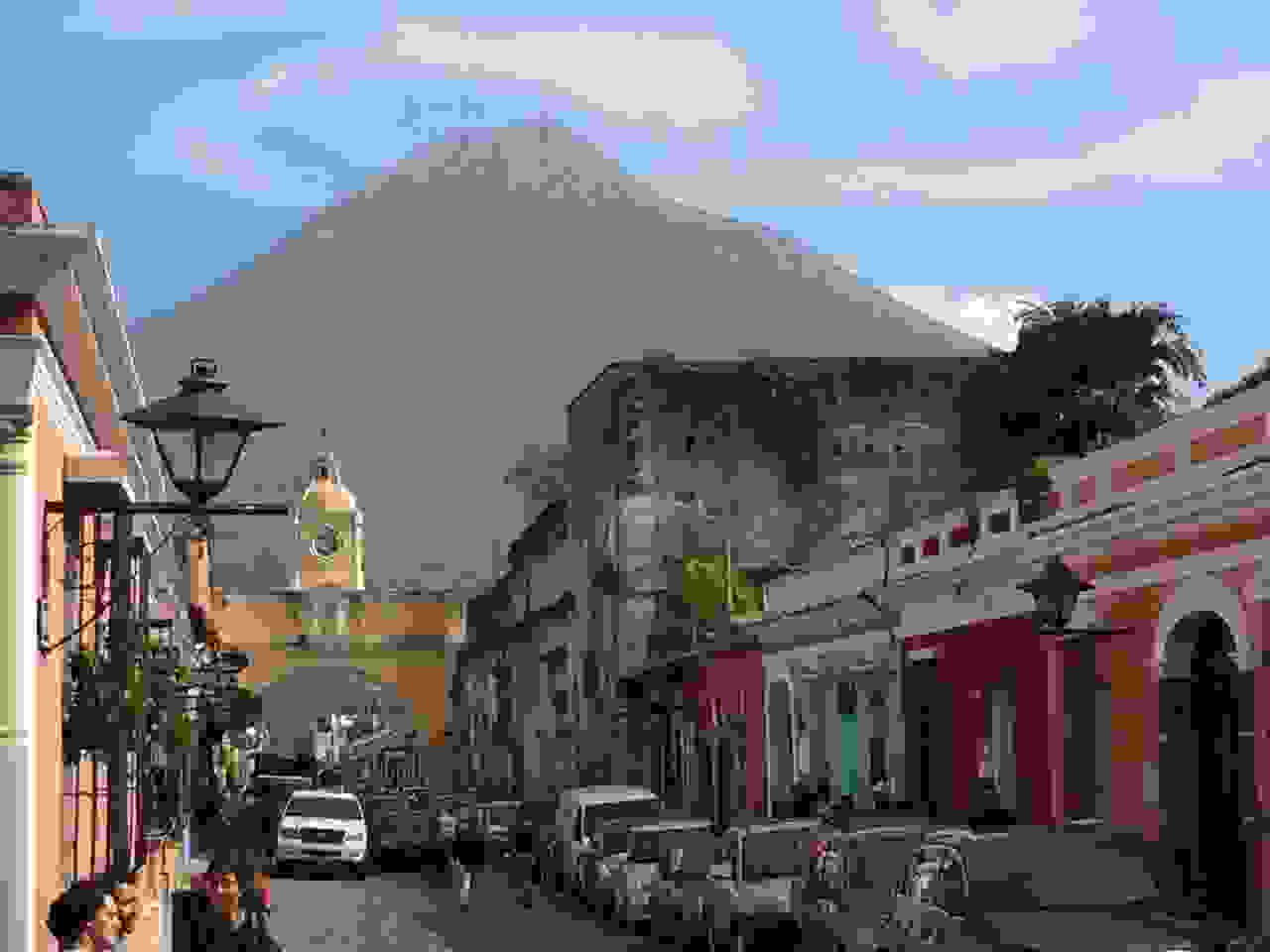 Antigua Streets and Volcano