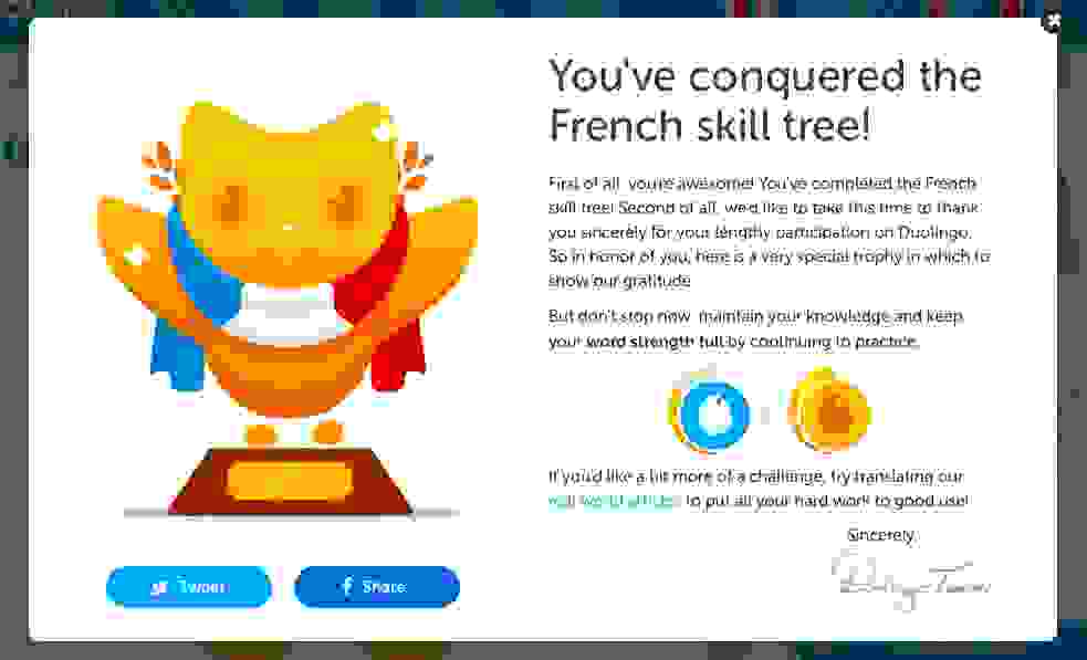 Duolingo Completion Trophy