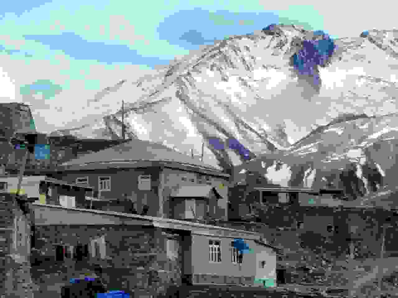 Khinalug mountain backdrop