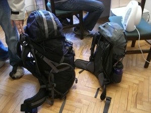 80 liter travel backpack vs. a 20 liter ultralight backpack.