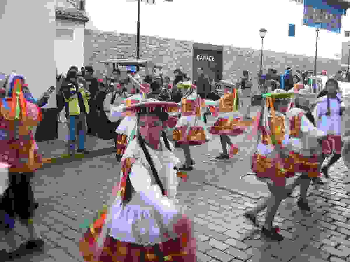 Dancing street procession, Cuzco, Peru