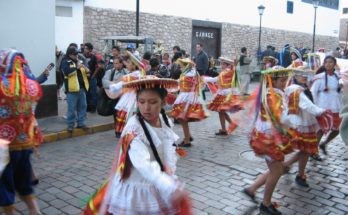 Dancing street procession, Cuzco, Peru
