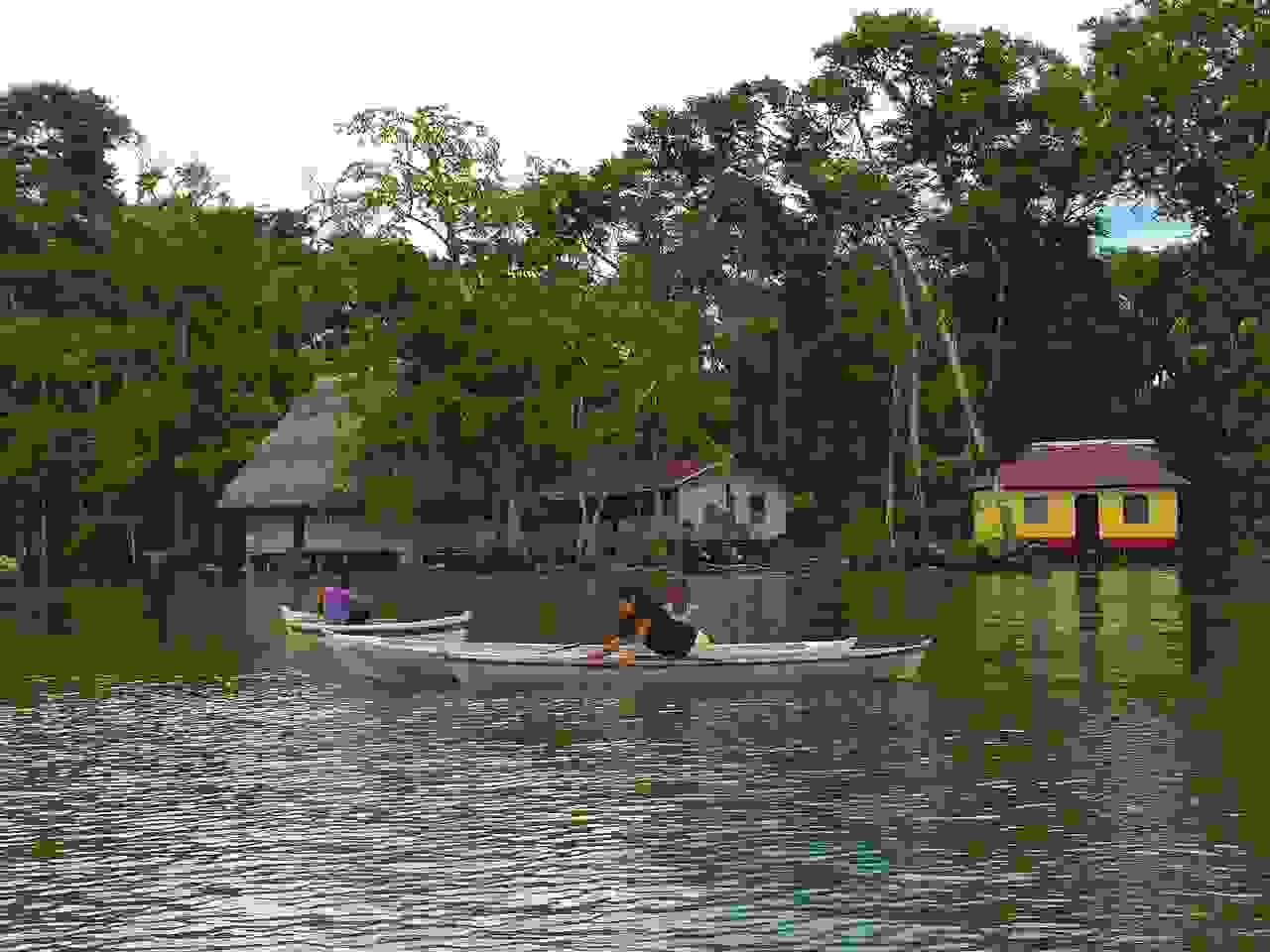 Canoeing along Lake Izabal