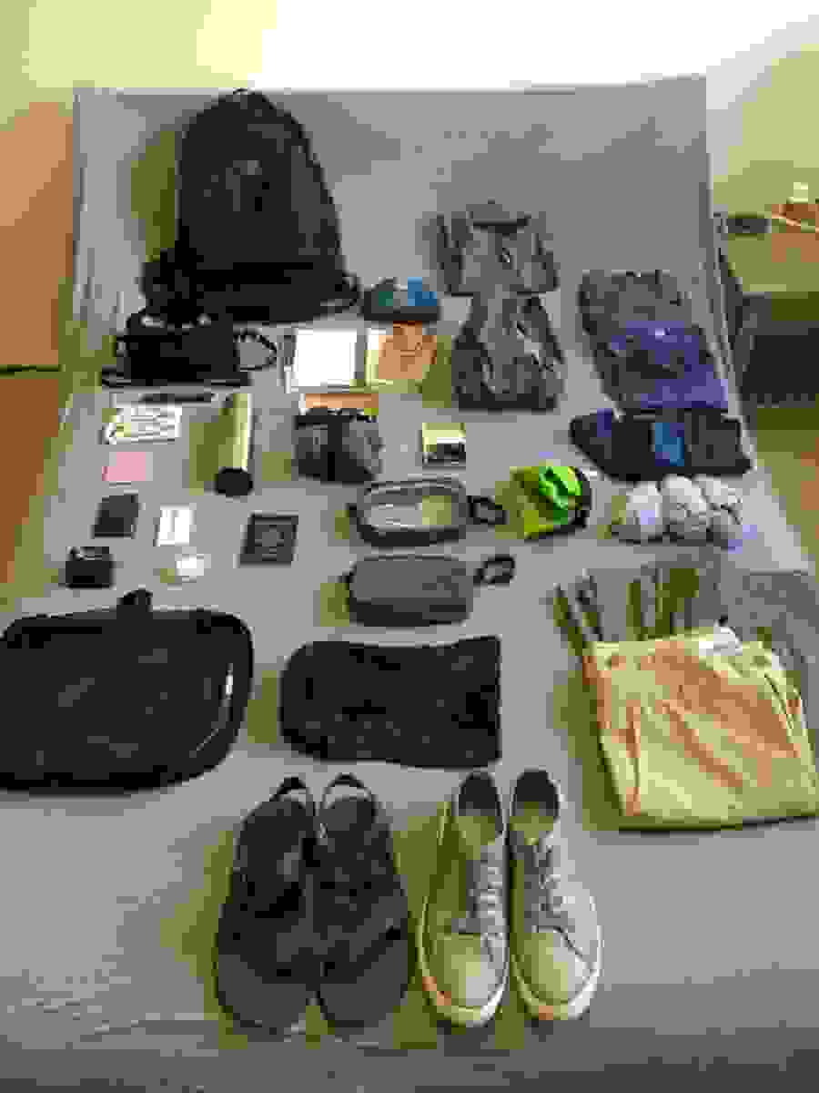 Central America packing list, unpacked