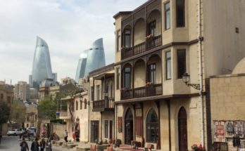 Baku old town and Flame Towers