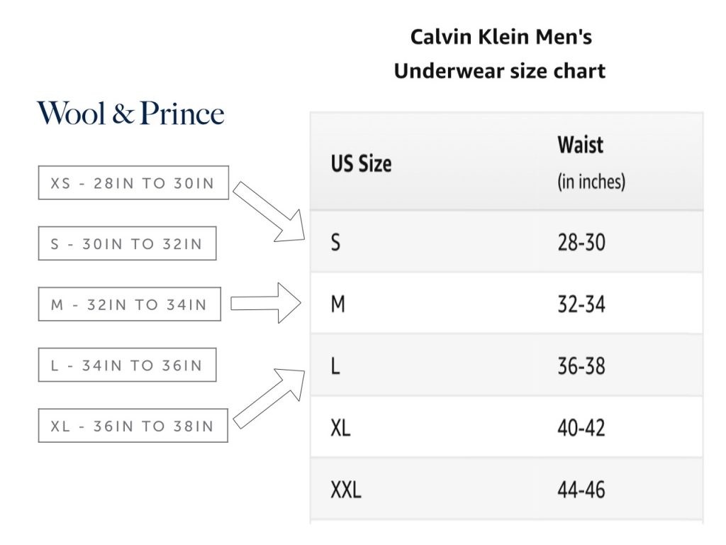 calvin klein mens boxers size guide