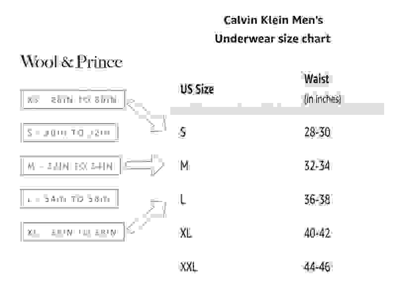 Wool & Prince sizing compared to Calvin Klein